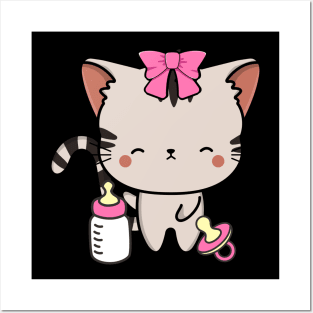 Cute Tabby Cat is a baby - girl Posters and Art